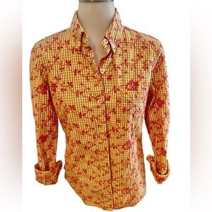 Odille Women’s Eyelet Button Down Country Western Shirt SZ 4